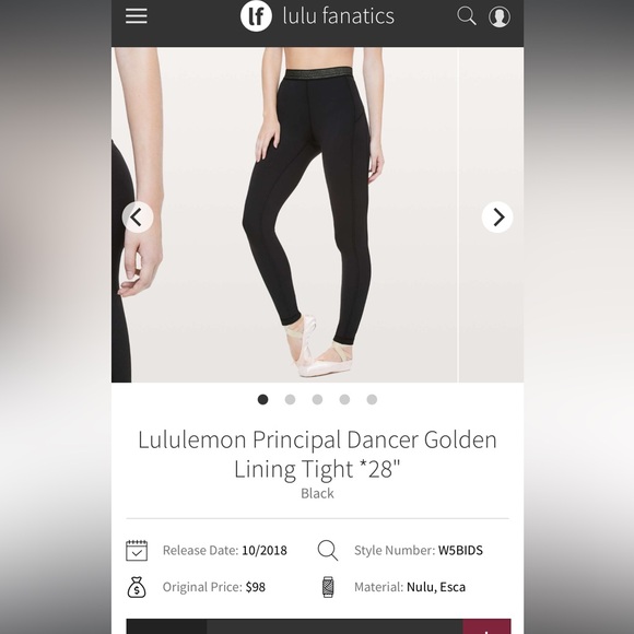 Lululemon✨Principal Dancer Golden Lining Tight *28"✨Black✨RARE LIKE NEW✨sz 6 - Picture 6 of 16